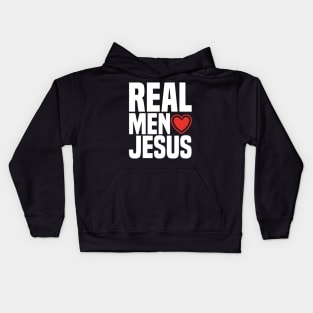 Real Men Love Jesus - Religious Christian Heart Kids Hoodie